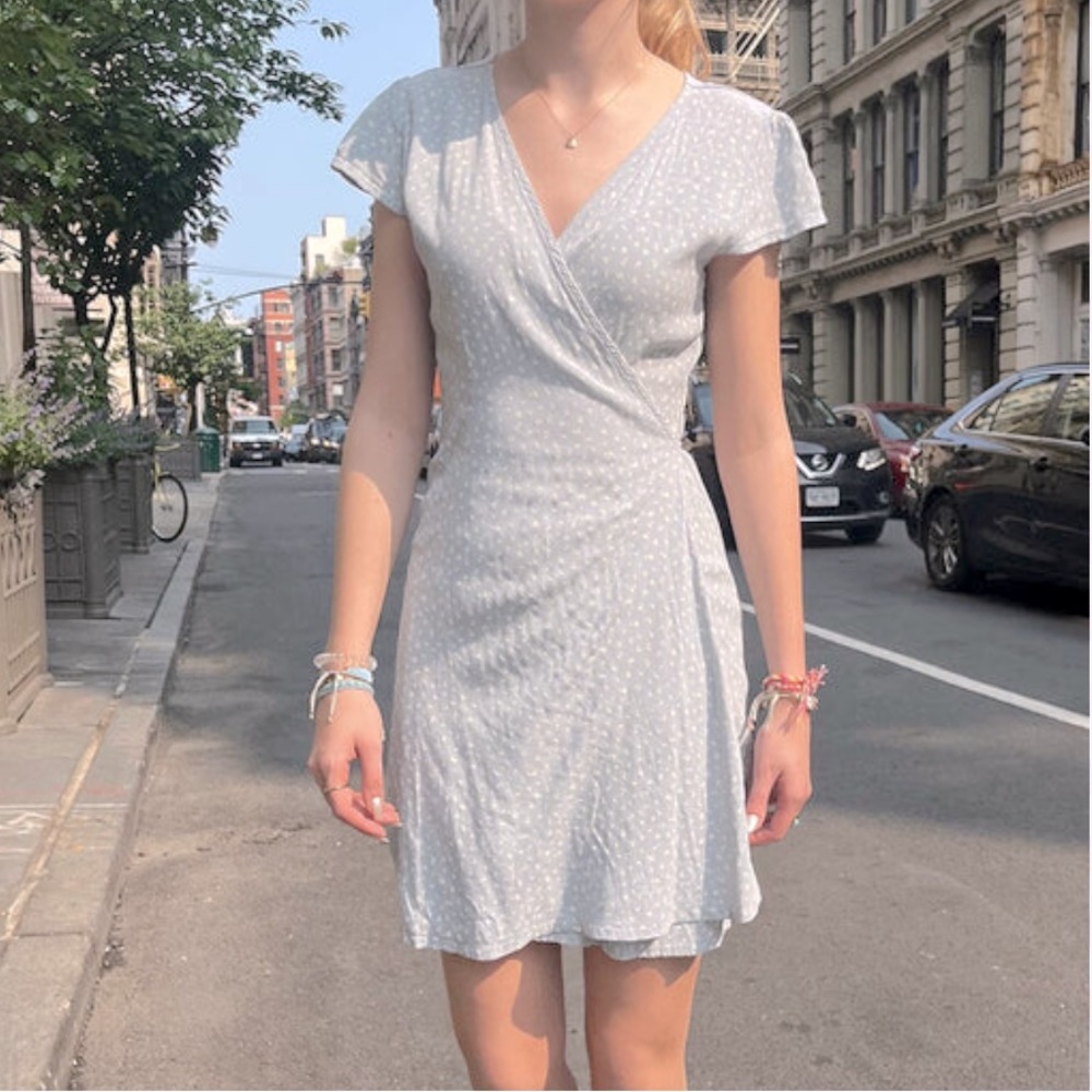 Sage Green Floral Brandy Melville Robbie Wrap Dress NWT